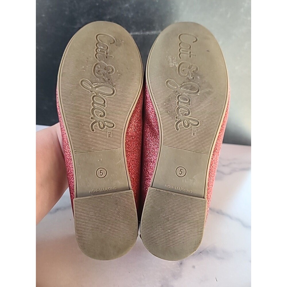Cat & Jack Girls Kids Genice Red Glitter Slip On Ballet Flats Shoes Size 5 - Picture 8 of 10